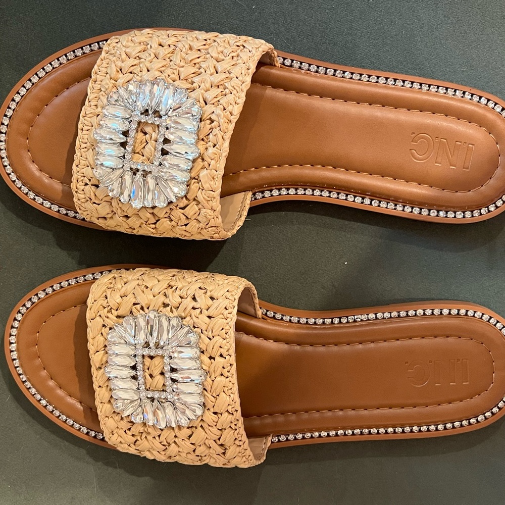 INC International Concepts Women's Tan Embellished Sandals